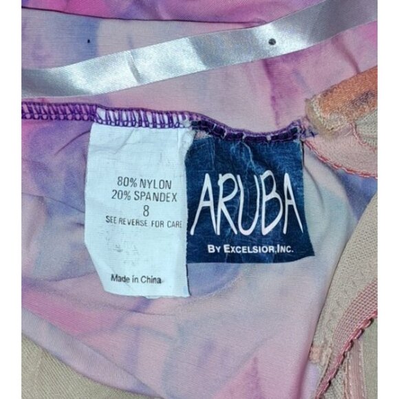 ARUBA Women's Pink Blue Size 8 Strapless One piece Swimsuit - Picture 3 of 5